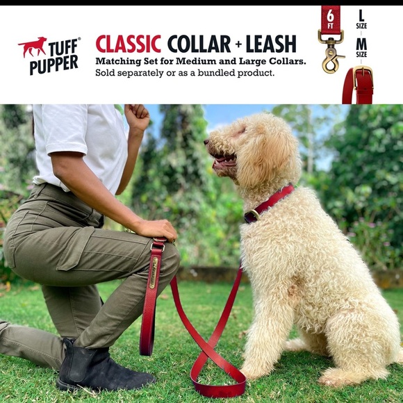 Tuff Pupper Classic Heavy Duty Dog Collar | 10x Stronger Than Leather | RED - Picture 6 of 10